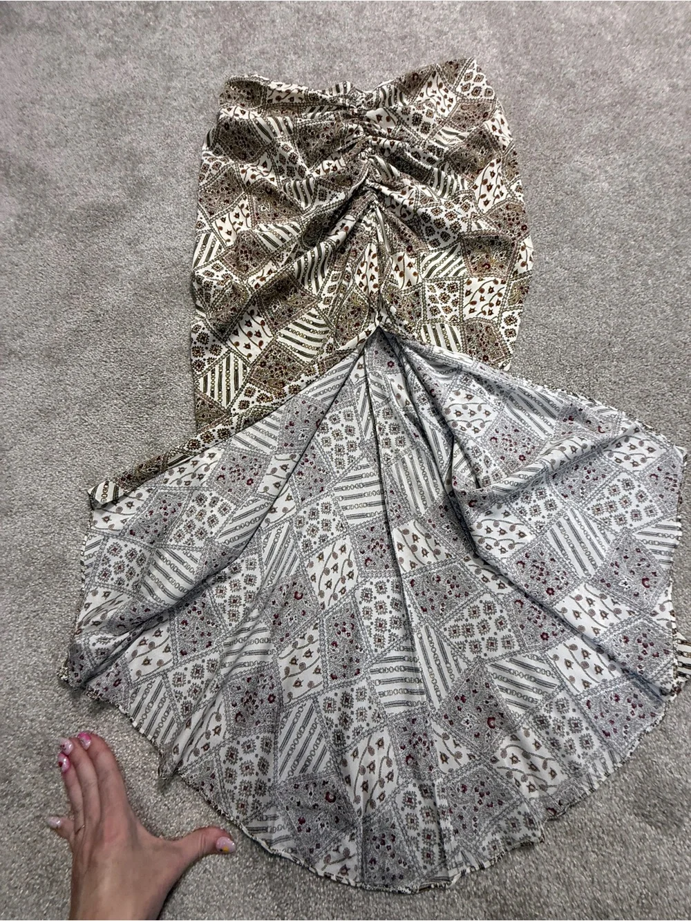 Veronica Beard Pixie Silk Blend Midi Skirt  | Patchwork Print | Size 8